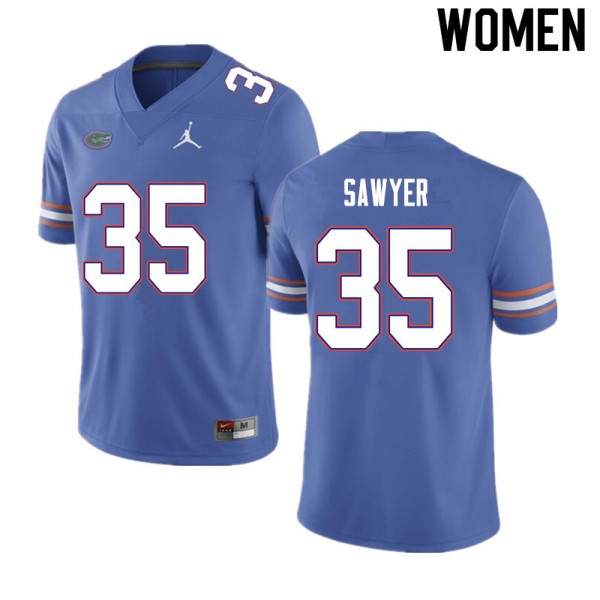 Women #35 William Sawyer Florida Gators College Football Jerseys Blue